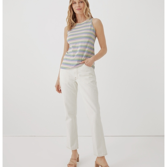 NWT Pact women's prism stripe soft spun high neck tank - Picture 2 of 7